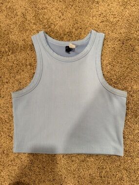 H&M Baby Blue Ribbed Cropped Tank